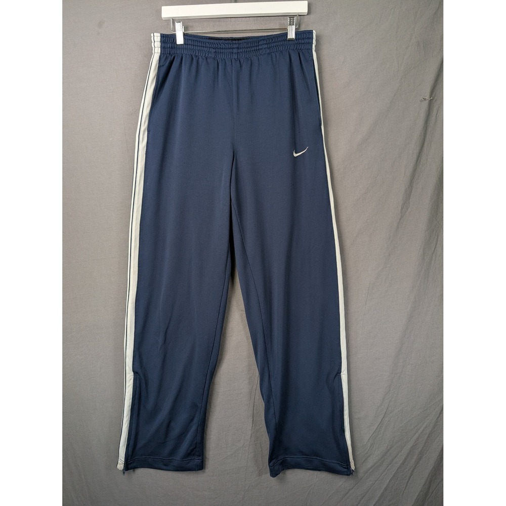Nike Mens Basketball Dri-Fit Track Pants Navy Blue White Stripe Medium 5819